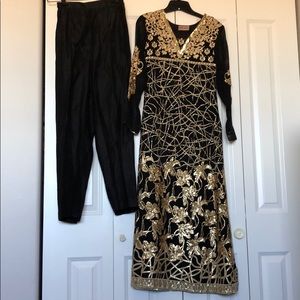 Black and gold Pakistani formal set